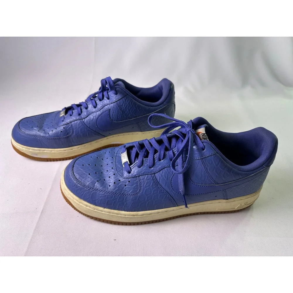 Nike Air Force 1 Low Purple Crocodile Embossed Leather Sneakers‎ Men's Size 12